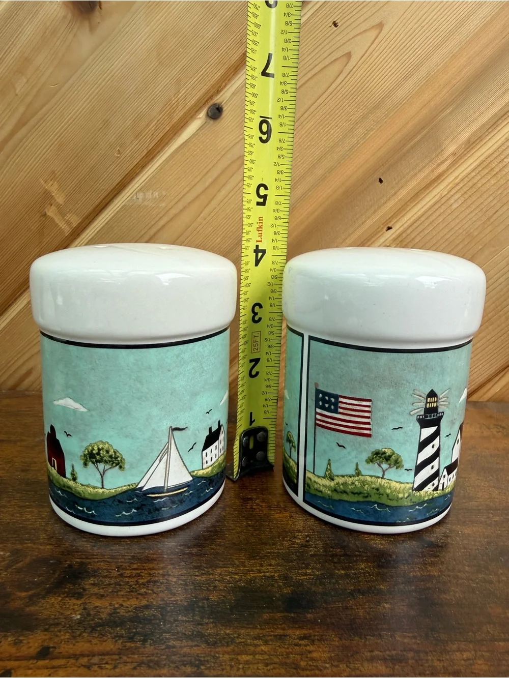 Coastal Lighthouse Salt & Pepper Shakers - White, Aqua
